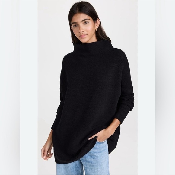 Free People Black Turtleneck Sweater with Relaxed Fit - Picture 1 of 5